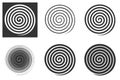 Set of spiral movement elements isolated on white background, black isolated objects, vector illustration Royalty Free Stock Photo